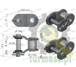 Półogniwo łańcucha z oringiem ANSI A 60 (R1 3/4) Waryński ( sprzedawane po 5 )