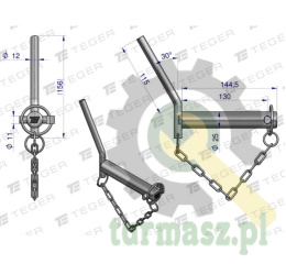 Sworzeń zaczepu z wygiętym uchwytem 25x130 TEGER