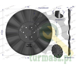 Talerz, prosty falowany 510 mocowanie 6/120 grubość 4,5 mm stal borowa, Waryński