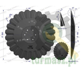 Talerz, tłoczony fi 560 mocowanie 6/120 grubość 5 mm stal borowa, Waryński