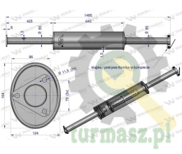 Tłumik prosty długi 1485mm 8kg C-385 ( prosty ) INOX WARYŃSKI