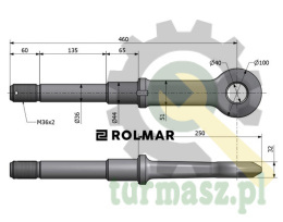 Ucho dyszla D-47 Fi40mm M36x2 Przyczepa