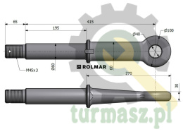 Ucho dyszla D-50 Fi40mm M45x3 Przyczepa