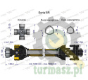 Wał, przegubowo-teleskopowy 1290-1990mm 1240Nm Z20 - 1 3/4 z drugiej strony sprzęgło cierne 2500Nm Z20 - 1 3/4 CE 2020 seria 8R,