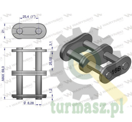 Zamek łańcucha 16B-2 (R2 1) Waryński ( sprzedawane po 5 )