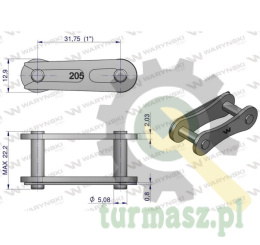 Zamek łańcucha 2050 210A (R1 1.1/4) Waryński ( sprzedawane po 5 )