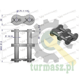 Zamek łańcucha 20B-2 (R2 1.1/4) Waryński ( sprzedawane po 5 )