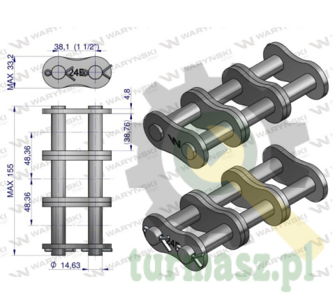 Zamek łańcucha Z24B-3 (R3 1.1/2) Waryński