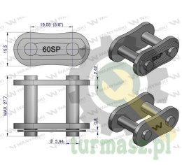 Zamek łańcucha Z60SP (R1 3/4) Waryński ( sprzedawane po 5 )