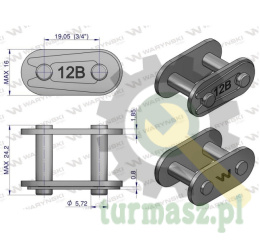 Zamek łańcucha prosta płytka Z12B-1 (R1 3/4) Waryński ( sprzedawane po 10 )