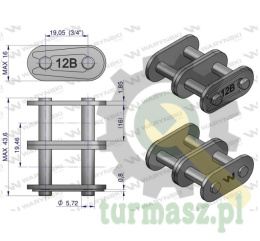 Zamek łańcucha prosta płytka Z12B-2 (R2 3/4) Waryński ( sprzedawane po 10 )