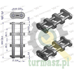 Zamek łańcucha przemysłowego Z12AH-3 ANSI A 60H (R3 3/4) Waryński ( sprzedawane po 5 )