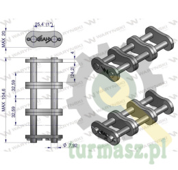 Zamek łańcucha przemysłowego Z16AH-3 ANSI A 80H (R3 1) Waryński ( sprzedawane po 5 )