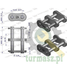 Zamek łańcucha wzmocnionego Z12A-2 ANSI A 60 (R2 3/4) Waryński ( sprzedawane po 5 )