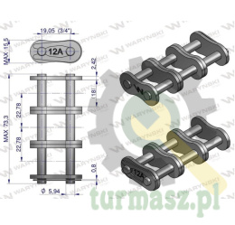 Zamek łańcucha wzmocnionego Z12A-3 ANSI A 60 (R3 3/4) Waryński ( sprzedawane po 5 )