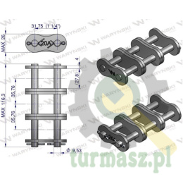 Zamek łańcucha wzmocnionego Z20A-3 ANSI A 100 (R3 1.1/4) Waryński ( sprzedawane po 3 )