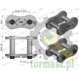 Zamek łańcucha wzmocnionego Z28A-1 ANSI A 140 (R1 1.3/4) Waryński