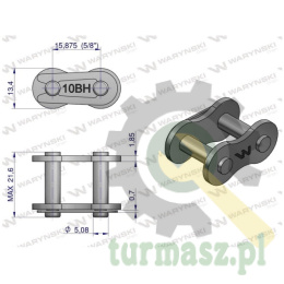 Zamek łańcucha wzmocnionego przemysłowego Z10BH-1 (R1 5/8) Waryński ( sprzedawane po 10 )