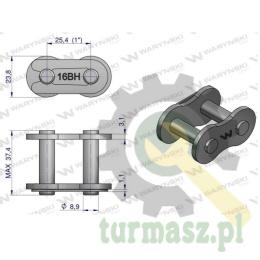 Zamek łańcucha wzmocnionego przemysłowego Z16BH-1 (R1 1) Waryński ( sprzedawane po 10 )