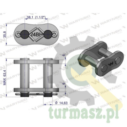Zamek łańcucha wzmocnionego przemysłowego Z24BH-1 (R1 1.1/2) Waryński ( sprzedawane po 2 )
