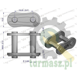 Zamek łańcucha wzmocniony Z12A-1 ANSI A 60 (R1 3/4) Waryński ( sprzedawane po 10 )