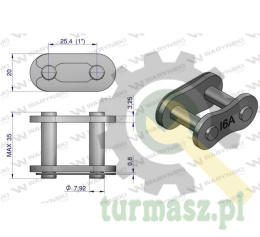 Zamek łańcucha wzmocniony Z16A-1 ANSI A 80 (R1 1) Waryński ( sprzedawane po 10 )