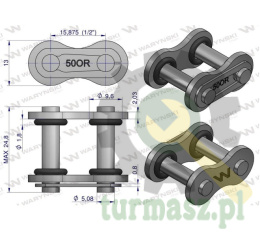 Zamek łańcucha z oringiem ANSI A 50 (R1 5/8) Waryński ( sprzedawane po 5 )