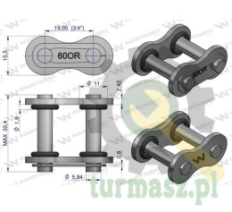 Zamek łańcucha z oringiem ANSI A 60 (R1 3/4) Waryński ( sprzedawane po 5 )