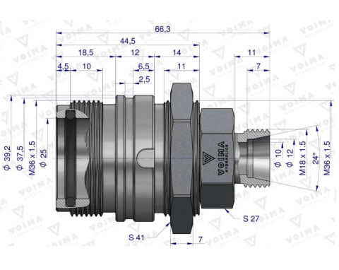 Zawór gniazdo ZSR6160101 (pasuje do Bizon) M18x1,5 skręcane VOIMA (opakowanie 10szt) Zawór gniazdo ZSR6160101 (pasuje do Bizon) M18x1,5 skręcane VOIMA (opakowanie 10szt)