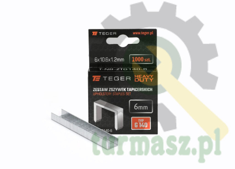 Zestaw zszywek tapicerskich HEAVY DUTY (typ G/140) 6/10,6/1,2mm / 1000 szt / TEGER