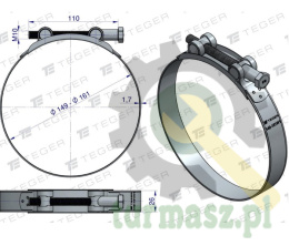 Opaska zaciskowa GBS 149-161 (obejma W1 - stal ocynkowana) szerkość 26mm TEGER ( sprzedawane po 5 )