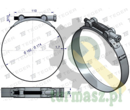 Opaska zaciskowa GBS 162-174 (obejma W1 - stal ocynkowana) szerkość 26mm TEGER ( sprzedawane po 5 )