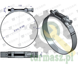 Opaska zaciskowa GBS 214-226 (obejma W1 - stal ocynkowana) szerkość 26mm TEGER ( sprzedawane po 5 )