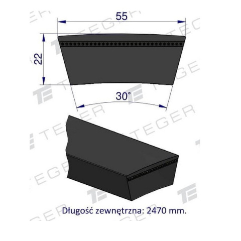 Pas klinowy Hard-Belt (T-609823.0) AP1001225 do CLAAS 609823.0 TEGER Pas klinowy Hard-Belt (T-609823.0) AP1001225 do CLAAS 609823.0 TEGER