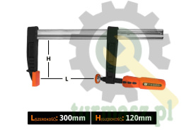 Ścisk stolarski śrubowy, TYP F 120x300 mm, Teger