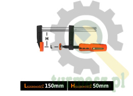 Ścisk stolarski śrubowy, TYP F 50x150 mm, Teger