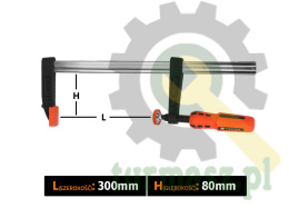 Ścisk stolarski śrubowy, TYP F 80x300 mm, Teger