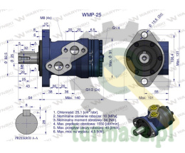 Silnik hydrauliczny orbitalny WMP 25 cm?/obr (100 bar / max.175 bar) Waryński