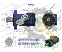 Silnik hydrauliczny orbitalny WMP 80 cm?/obr (140 bar / max.175 bar) Waryński