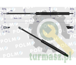 Siłownik szyby tylnej L max. 350mm 65426002 MERLO POLMO