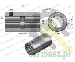 Tuleja, WOM łącząca frezowana 100mm Z21 - 1 3/8, Waryński