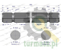 Wałek, WOM frezowany dwustronnie 350mm Z21 - 1 3/8, Waryński