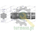 Wałek, WOM frezowany jednostronnie 150mm Z6 - 1 3/8, Waryński