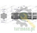 Wałek, WOM frezowany jednostronnie 700mm Z6 - 1 3/8, Waryński