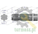 Wałek, WOM frezowany jednostronnie 900mm Z6 - 1 3/8, Waryński