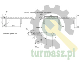 Łańcuch 20-l. 25 mm przykręcane 1 osiowy Rozrzutnik