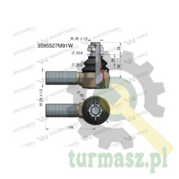 Przegub kierowniczy 106mm- M28x1,5 3595527M91 WARYŃSKI