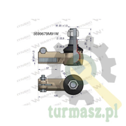 Przegub kierowniczy 106mm- M28x1,5 3599679M91 WARYŃSKI