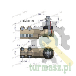 Przegub kierowniczy 141mm- M36x1,5 3146733R1 WARYŃSKI