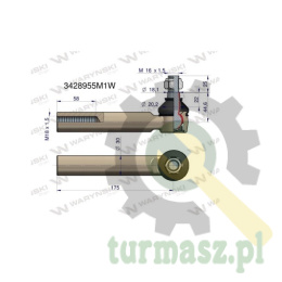 Przegub kierowniczy 175mm- M18x1,5 3428955M1 WARYŃSKI